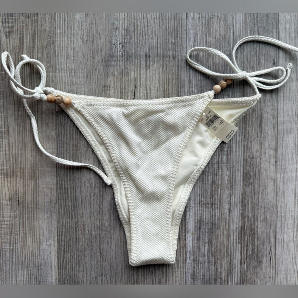 Aerie Women’s Sz Small Cheekiest Bikini Bottom Swim White New NWT